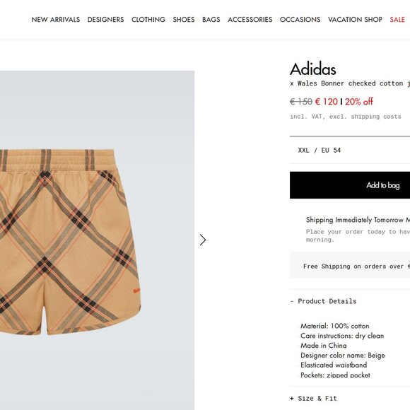 Adidas x Wales Bonner - checked cotton jacquard shorts - Picture 3 of 3